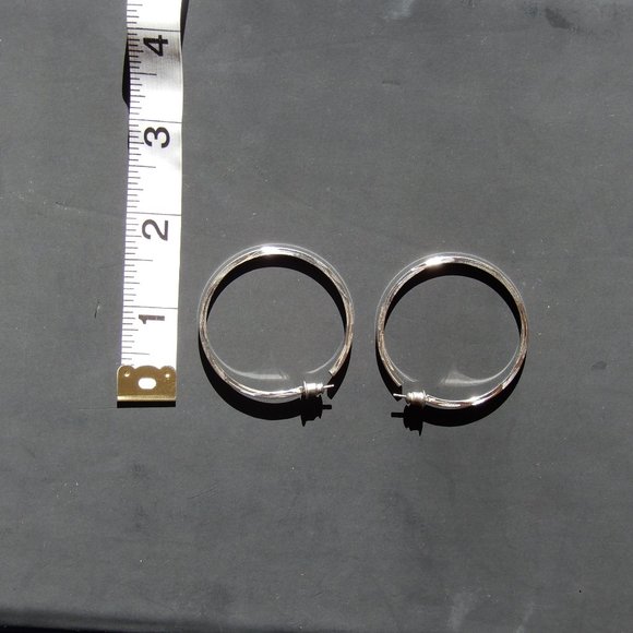 Silver Colored Hoop Earrings - Picture 2 of 3